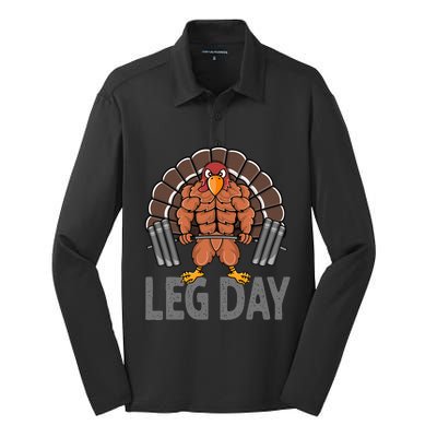 Funny Leg Day Thanksgiving Turkey Deadlifting Deadlift Silk Touch Performance Long Sleeve Polo