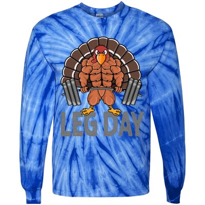 Funny Leg Day Thanksgiving Turkey Deadlifting Deadlift Tie-Dye Long Sleeve Shirt