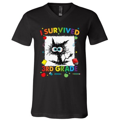 Funny Last Day Of Third 3rd Grade I Survived Third 3rd Grade V-Neck T-Shirt