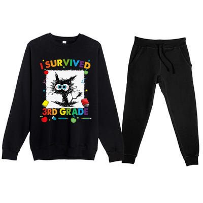 Funny Last Day Of Third 3rd Grade I Survived Third 3rd Grade Premium Crewneck Sweatsuit Set