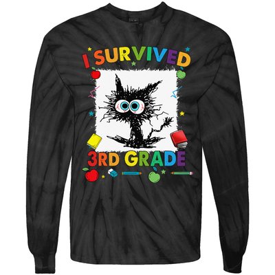 Funny Last Day Of Third 3rd Grade I Survived Third 3rd Grade Tie-Dye Long Sleeve Shirt