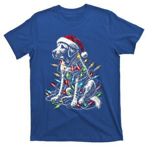 Funny Labrador Dog Mom Dad Santa Hat Christmas Tree Lights Gift T-Shirt