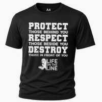Football Lineman Design Protect Respect Destroy Motto Cooling Performance Crew T-Shirt
