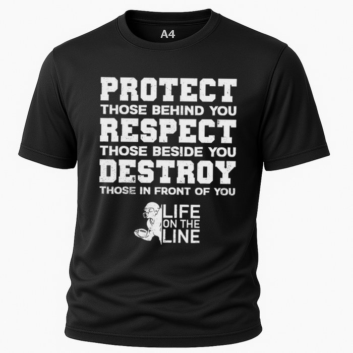 Football Lineman Design Protect Respect Destroy Motto Cooling Performance Crew T-Shirt