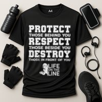 Football Lineman Design Protect Respect Destroy Motto Cooling Performance Crew T-Shirt