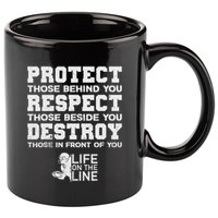 Football Lineman Design Protect Respect Destroy Motto 11oz C Handle Ceramic Mug