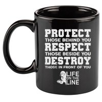 Football Lineman Design Protect Respect Destroy Motto 11oz C Handle Ceramic Mug