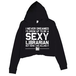 Funny Librarian Design For Men Women Sexy Librarian Costumes Crop Fleece Hoodie