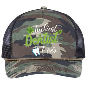 Funny Luckiest Dentist Ever Great Gift St Patrick's Day Funny Gift Retro Rope Trucker Hat Cap