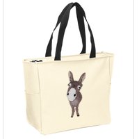 Funny Looking Donkey Gift Idea For Cute Donkeys Horses Zip Tote Bag