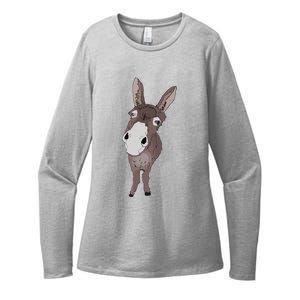 Funny Looking Donkey Gift Idea For Cute Donkeys Horses Womens CVC Long Sleeve Shirt