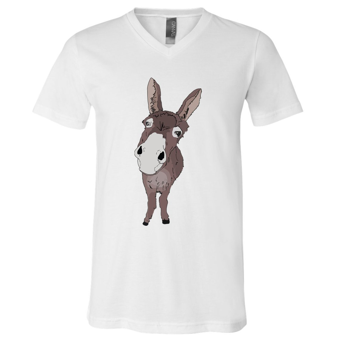 Funny Looking Donkey Gift Idea For Cute Donkeys Horses V-Neck T-Shirt
