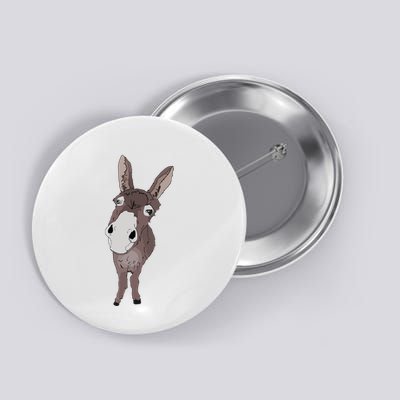 Funny Looking Donkey Gift Idea For Cute Donkeys Horses Button