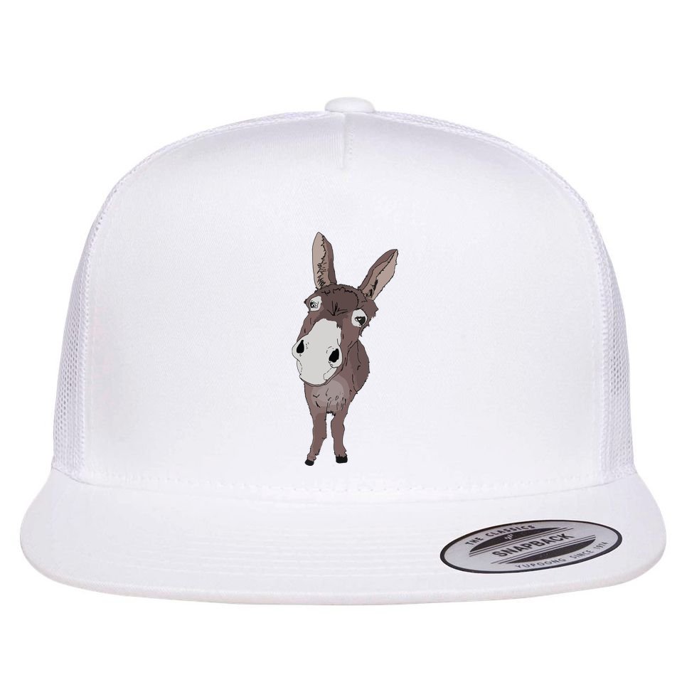 Funny Looking Donkey Gift Idea For Cute Donkeys Horses Flat Bill Trucker Hat