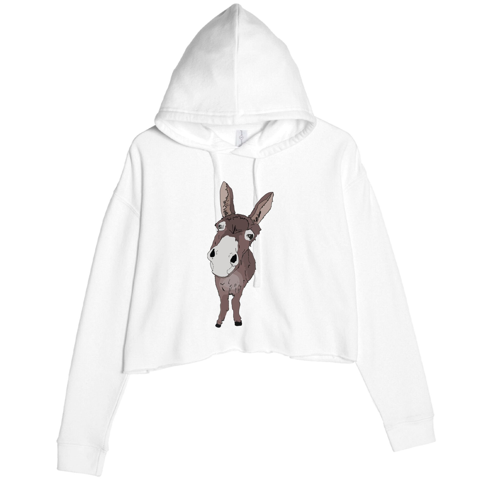 Funny Looking Donkey Gift Idea For Cute Donkeys Horses Crop Fleece Hoodie