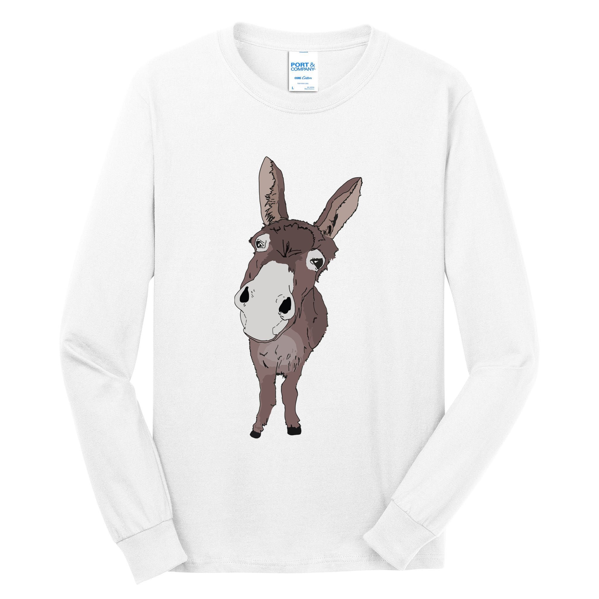 Funny Looking Donkey Gift Idea For Cute Donkeys Horses Tall Long Sleeve T-Shirt