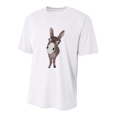 Funny Looking Donkey Gift Idea For Cute Donkeys Horses Youth Performance Sprint T-Shirt