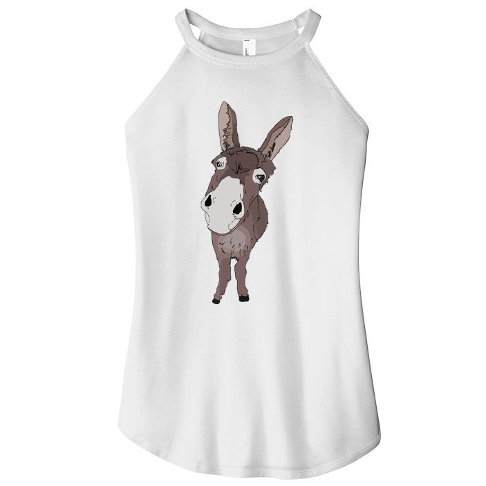 Funny Looking Donkey Gift Idea For Cute Donkeys Horses Women's Perfect Tri Rocker Tank