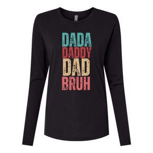 Funny Lovely Dad Trio Quote Stylish Fatherly Vibes Dada Dad Womens Cotton Relaxed Long Sleeve T-Shirt