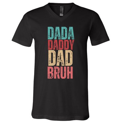 Funny Lovely Dad Trio Quote Stylish Fatherly Vibes Dada Dad V-Neck T-Shirt