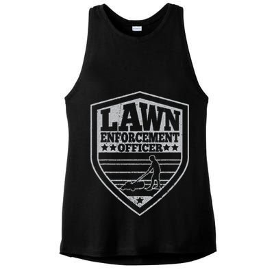 Funny Lawn Enforcement Officer Dad Lawn Mowing Ladies PosiCharge Tri-Blend Wicking Tank