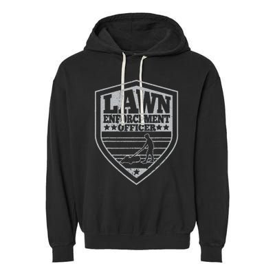 Funny Lawn Enforcement Officer Dad Lawn Mowing Garment-Dyed Fleece Hoodie