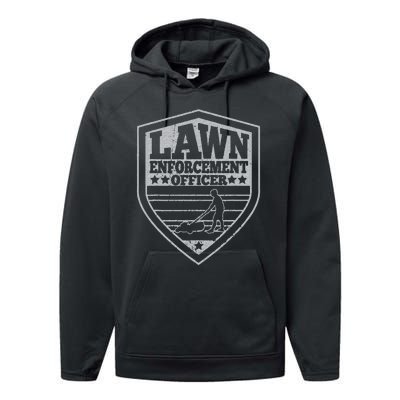 Funny Lawn Enforcement Officer Dad Lawn Mowing Performance Fleece Hoodie