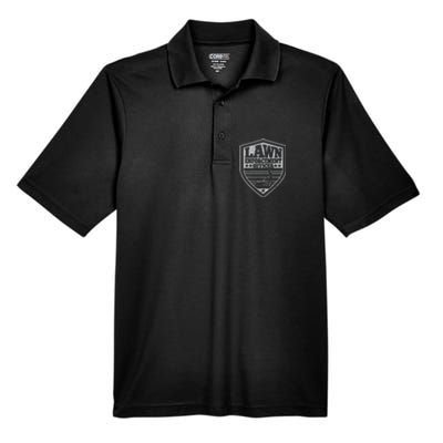 Funny Lawn Enforcement Officer Dad Lawn Mowing Men's Origin Performance Pique Polo