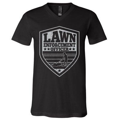 Funny Lawn Enforcement Officer Dad Lawn Mowing V-Neck T-Shirt