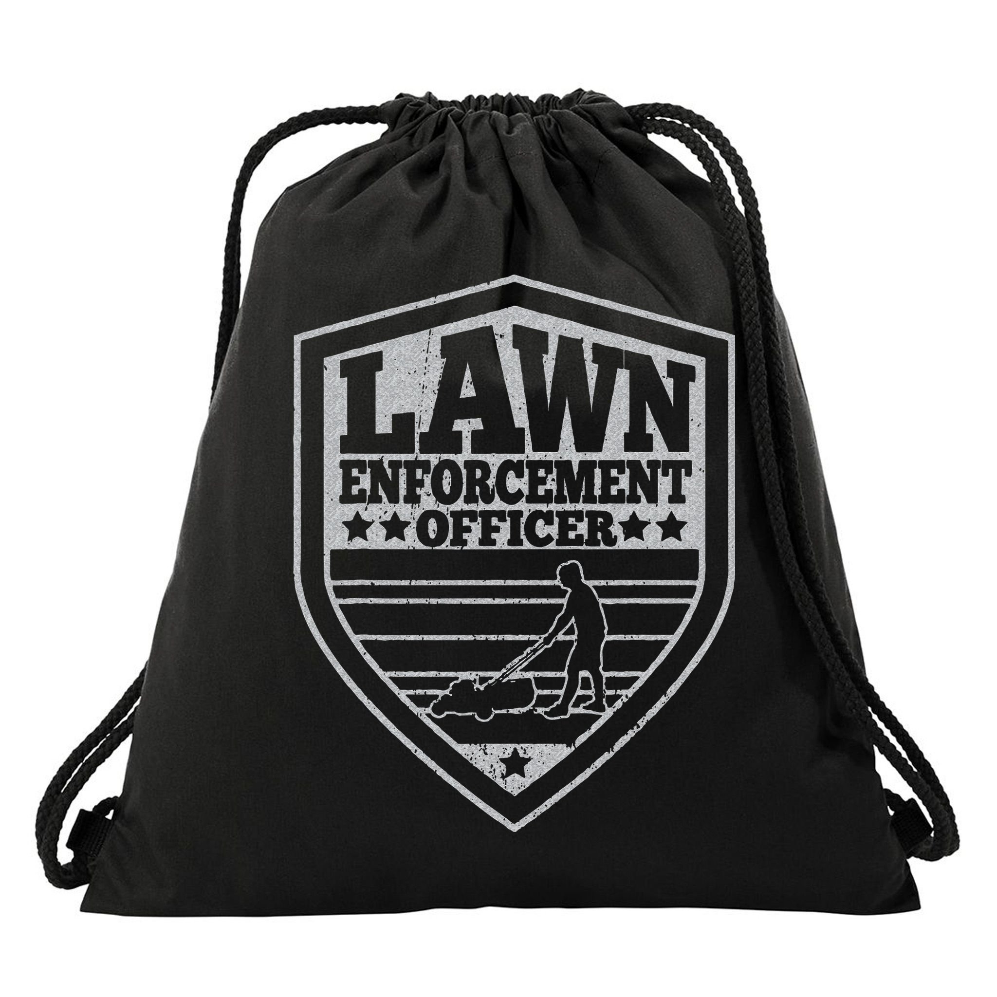 Funny Lawn Enforcement Officer Dad Lawn Mowing Drawstring Bag