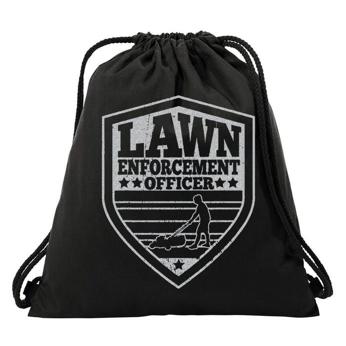 Funny Lawn Enforcement Officer Dad Lawn Mowing Drawstring Bag
