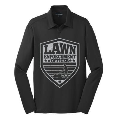 Funny Lawn Enforcement Officer Dad Lawn Mowing Silk Touch Performance Long Sleeve Polo