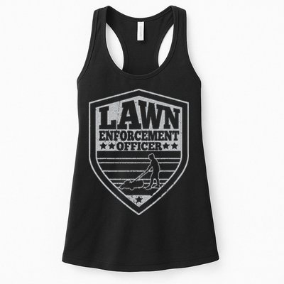 Funny Lawn Enforcement Officer Dad Lawn Mowing Womens Tank Top