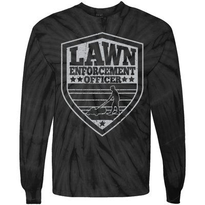 Funny Lawn Enforcement Officer Dad Lawn Mowing Tie-Dye Long Sleeve Shirt