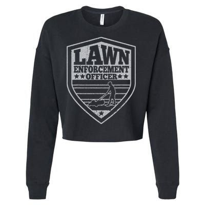 Funny Lawn Enforcement Officer Dad Lawn Mowing Cropped Pullover Crew