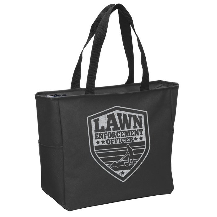 Funny Lawn Enforcement Officer Dad Lawn Mowing Zip Tote Bag