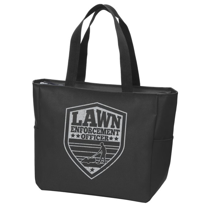 Funny Lawn Enforcement Officer Dad Lawn Mowing Zip Tote Bag