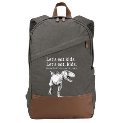 Funny Lets Eat Punctuation Saves Lives Grammar Cotton Canvas Backpack