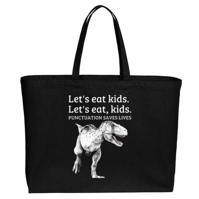 Funny Lets Eat Punctuation Saves Lives Grammar Cotton Canvas Jumbo Tote