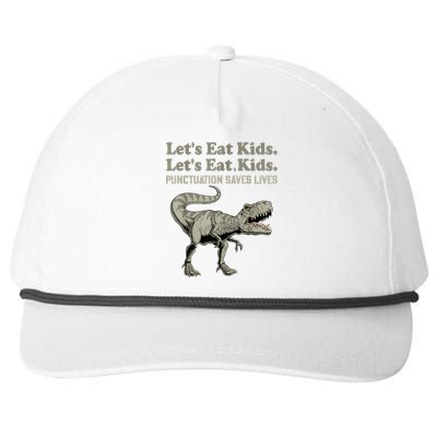 Funny Lets Eat Kids Punctuation Saves Lives Grammar Snapback Five-Panel Rope Hat