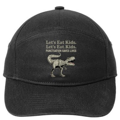 Funny Lets Eat Kids Punctuation Saves Lives Grammar 7-Panel Snapback Hat