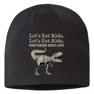 Funny Lets Eat Kids Punctuation Saves Lives Grammar Sustainable Beanie