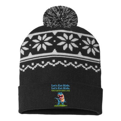 Funny Lets Eat Kids Punctuation Saves Lives Grammar USA-Made Snowflake Beanie