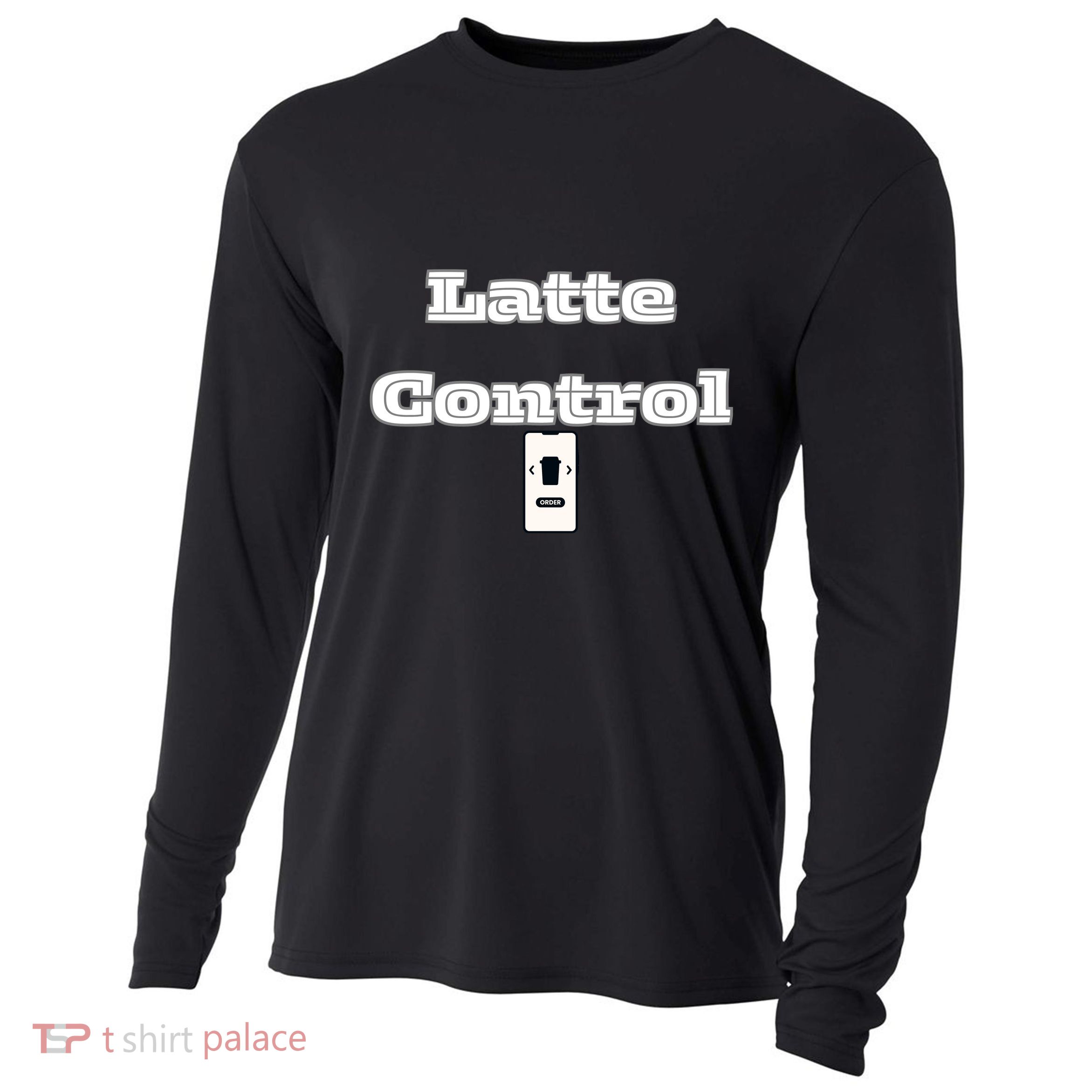 Funny Latte Enthusiasm Expresso Fan Graphic Cooling Performance Long Sleeve Crew