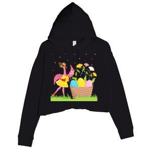 Flamingo Lover Easter Day Costume Cute Flamingo Graphic Great Gift Crop Fleece Hoodie