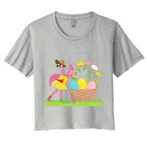 Flamingo Lover Easter Day Costume Cute Flamingo Graphic Great Gift Women's Crop Top Tee