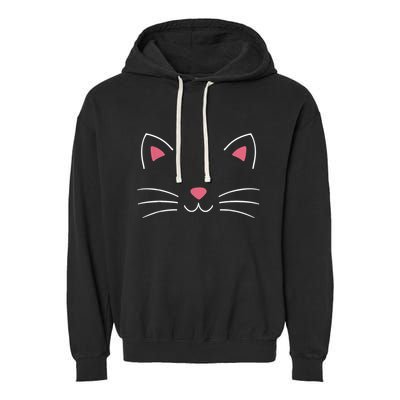 Funny Lazy Easy Cat Face Costume For Diy Halloween Party Garment-Dyed Fleece Hoodie