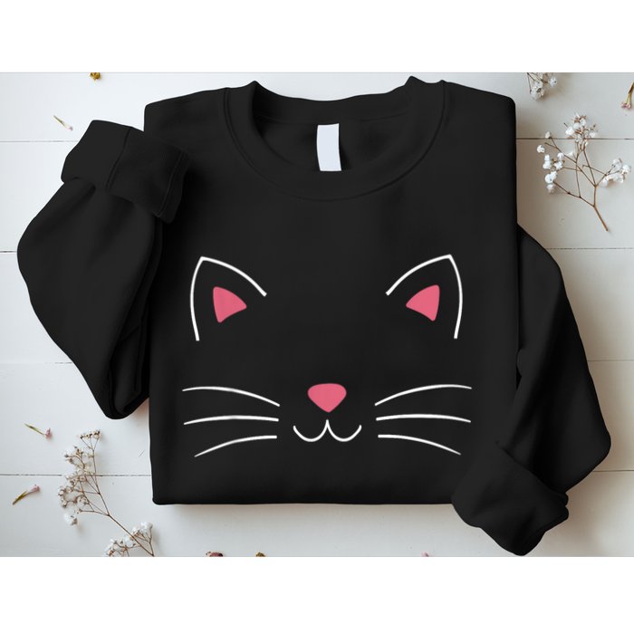 Funny Lazy Easy Cat Face Costume For Diy Halloween Party Sweatshirt