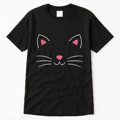 Funny Lazy Easy Cat Face Costume For Diy Halloween Party Tall T-Shirt