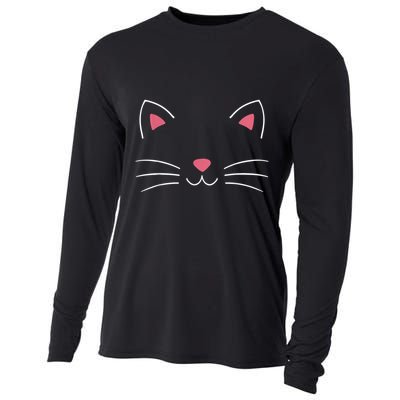 Funny Lazy Easy Cat Face Costume For Diy Halloween Party Cooling Performance Long Sleeve Crew
